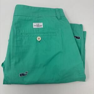 Vineyard Vines Mens Sz33 Green Whale Logo Patterned Club Shorts